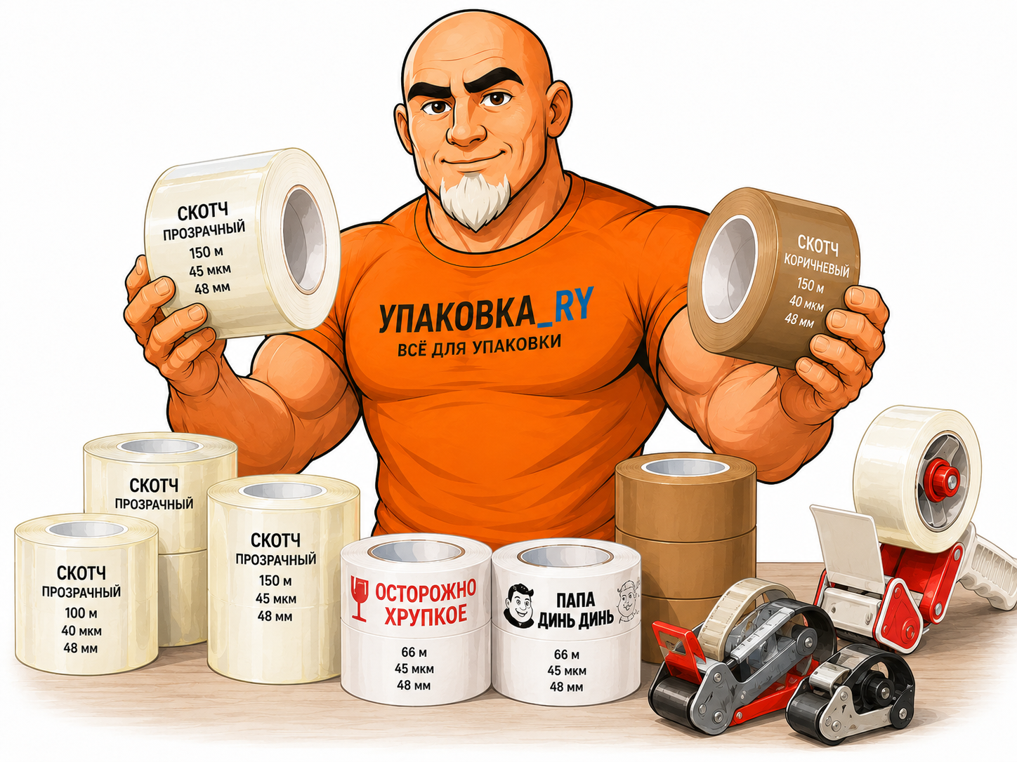 Скотч упаковочный УПАКОВКА_RУ