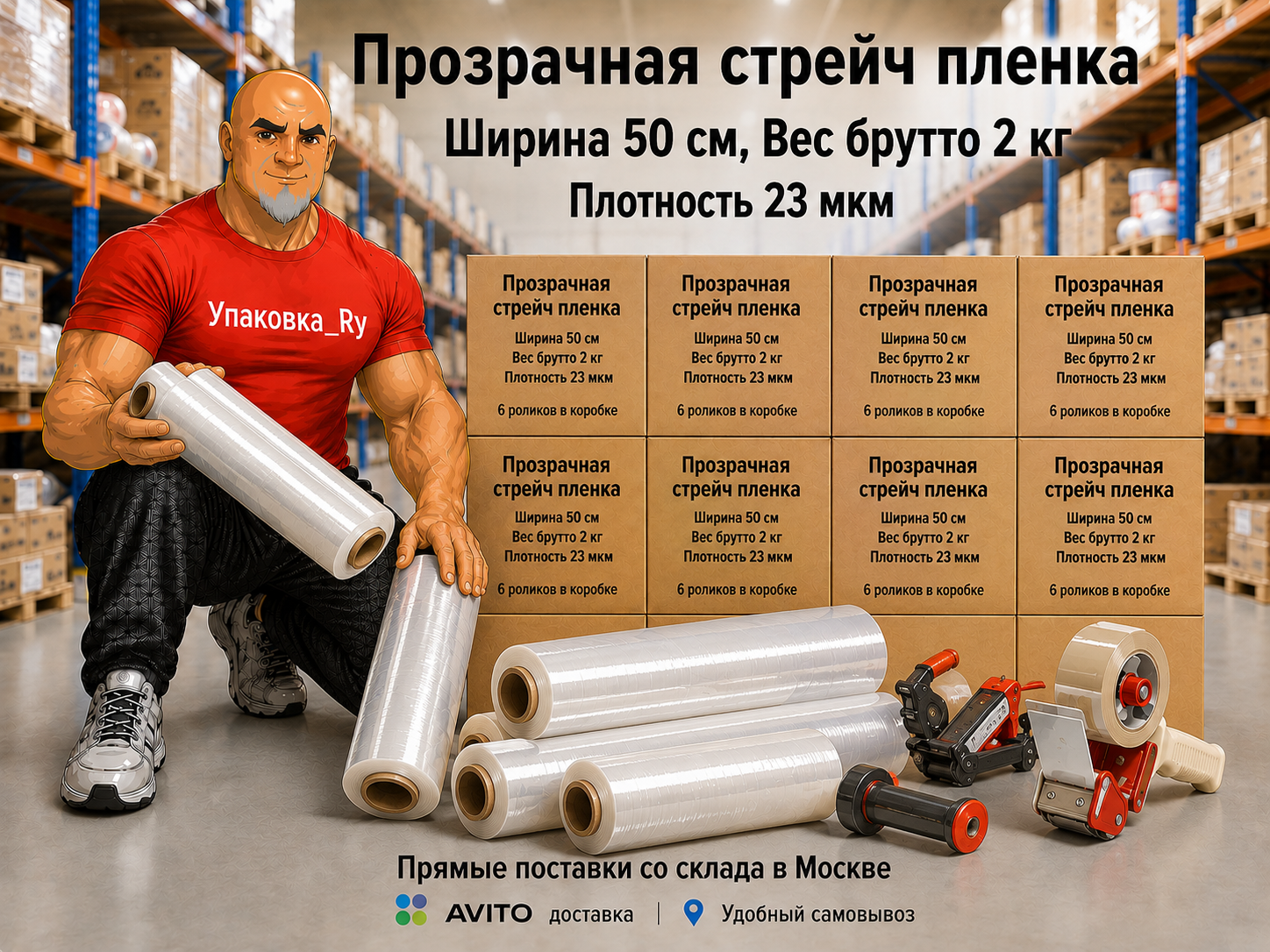 Стрейч-плёнка прозрачная 23 мкм, 2 кг брутто, первичка